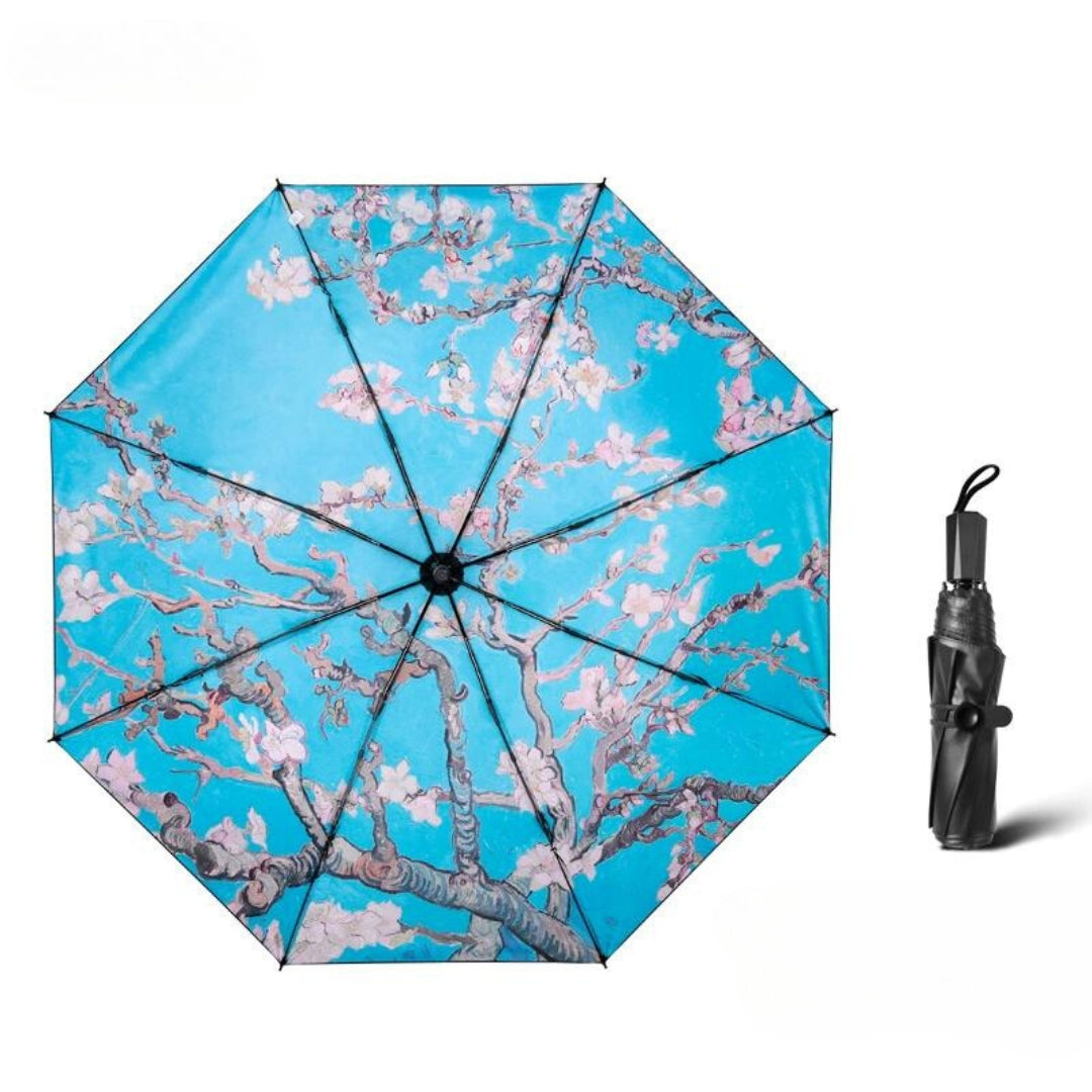 Starry Night Three-fold hand-opening oil painting all season umbrella