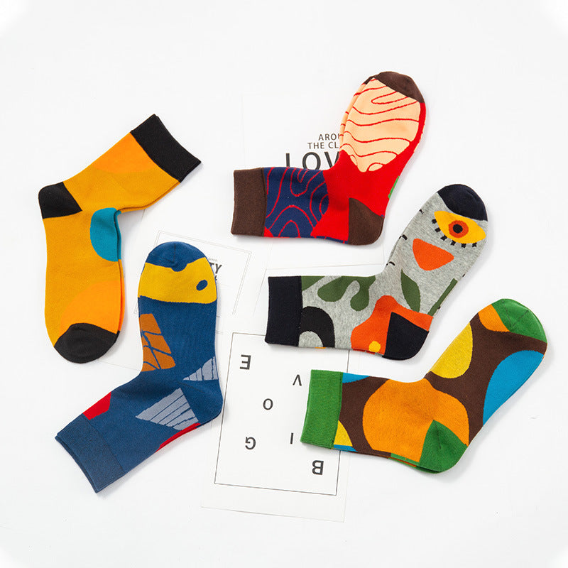 5 Pair set cartoon color trend Autumn and winter socks for men & women