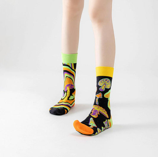 Dance party trend cartoon men and women asymmetric ab socks