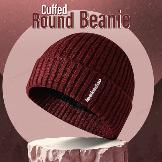 Embroidered cuffed bowler outdoor woolen knit hat