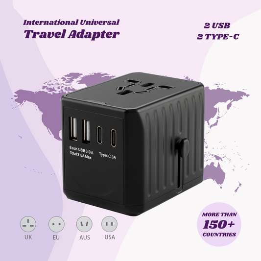 2TypeC and 2USB Global Multi-Function Universal Travel Adapter