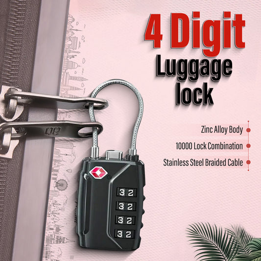 4 Digit Combination TSA Customs Lock for Luggage & Bags