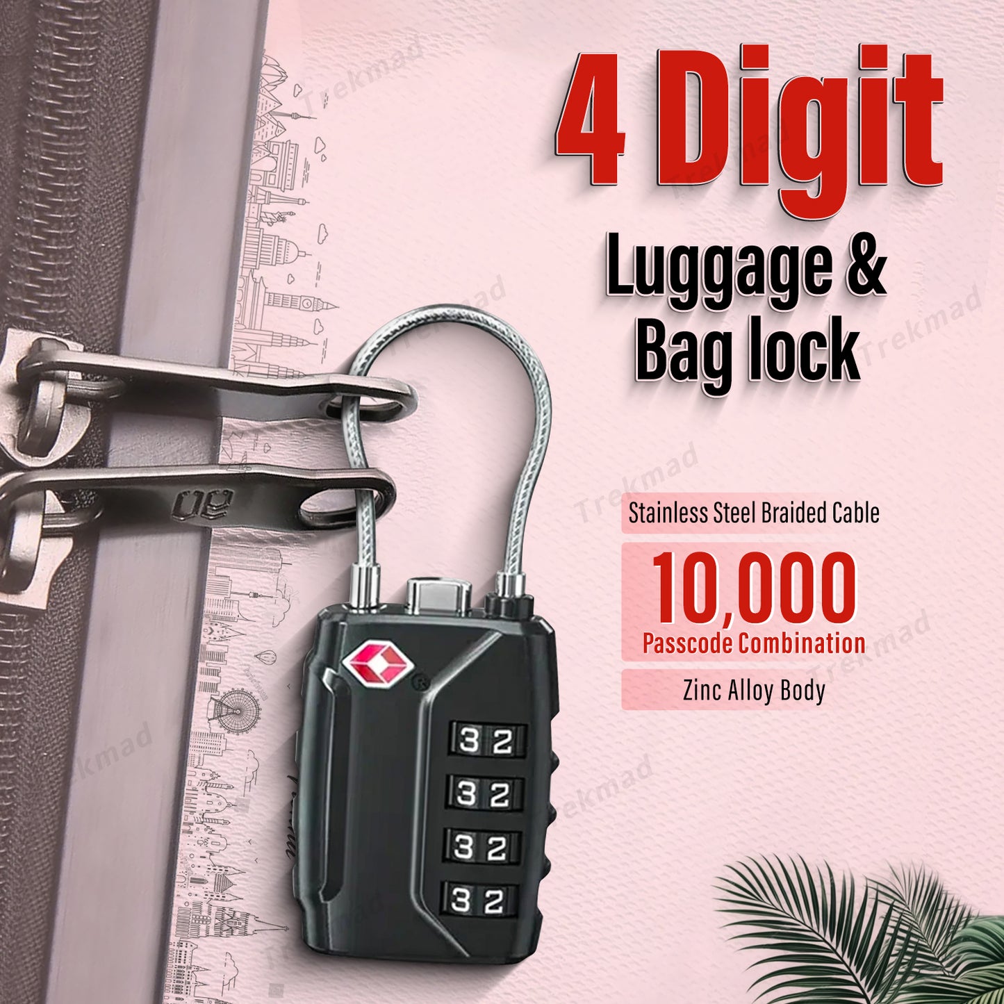 TSA Certified Custom combination lock for luggage & bags