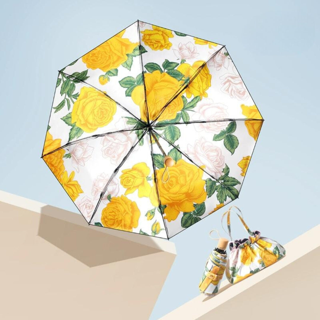 Double-layer hand-painted-style small folding umbrella