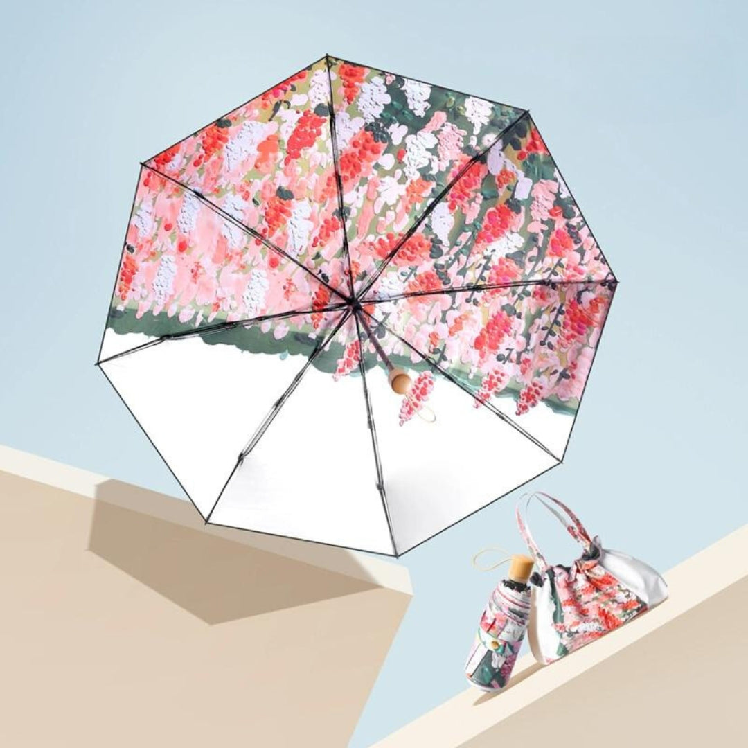 Double-layer hand-painted-style small folding umbrella