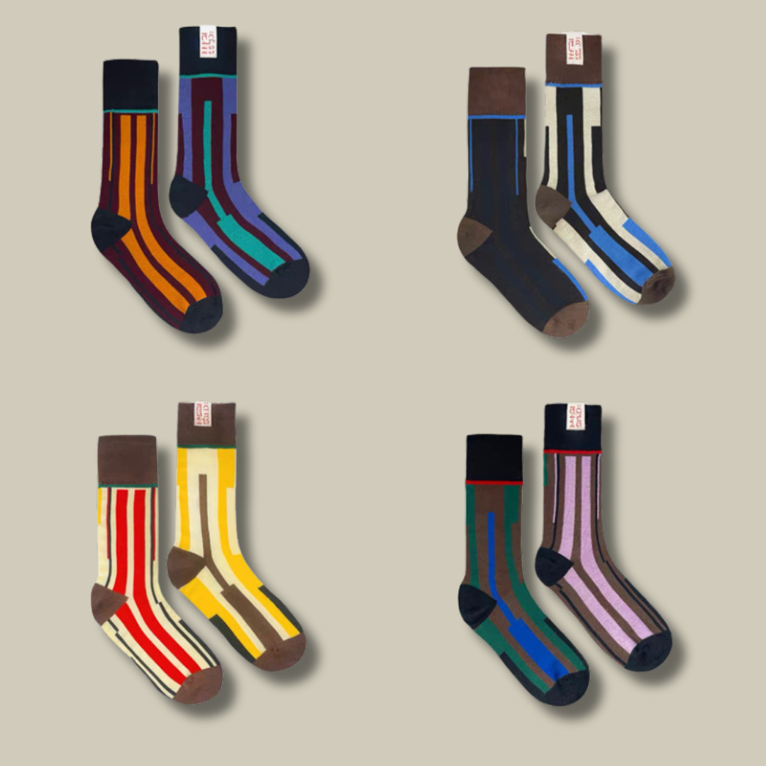 Trendy European Style Mid-tube Color Stitching Cotton socks