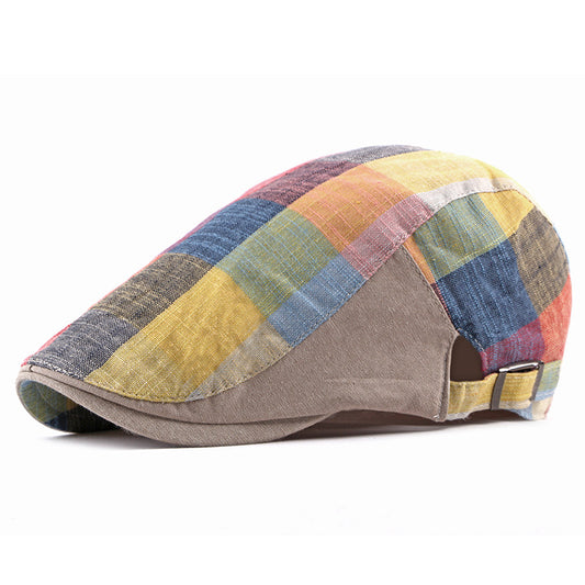 Thin Head plaid color duck tongue outdoor beret