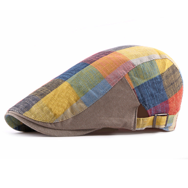 Thin Head plaid color duck tongue outdoor beret