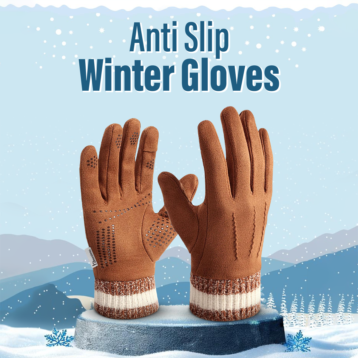 Winter Outdoor Anti Slip inside Wool Suede Made Winter Gloves