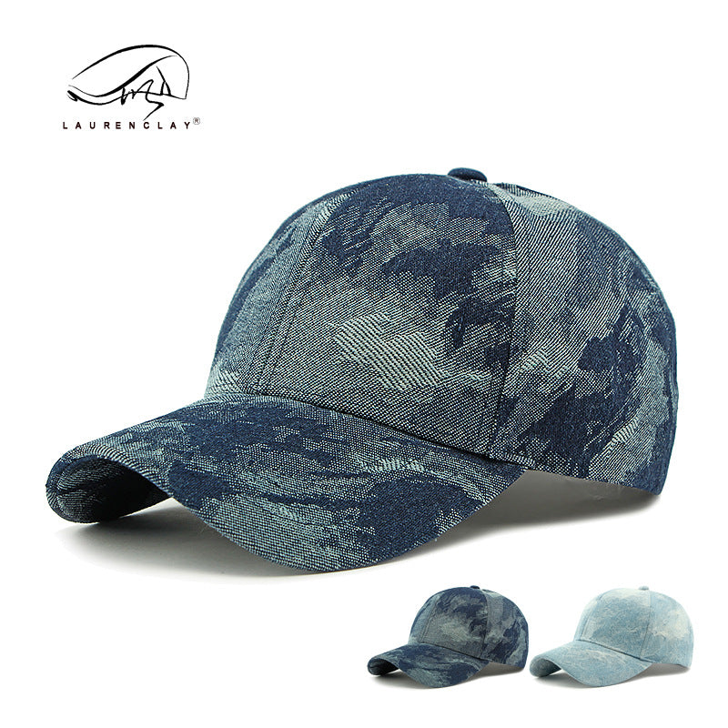 All Season washed denim baseball hard top ethnic jacquard cap