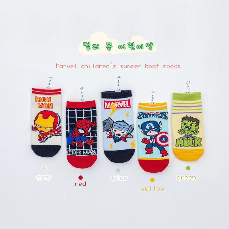 Super Hero Printed 5 Pieces Set Soft and Comfortable Cotton Socks  for Kids