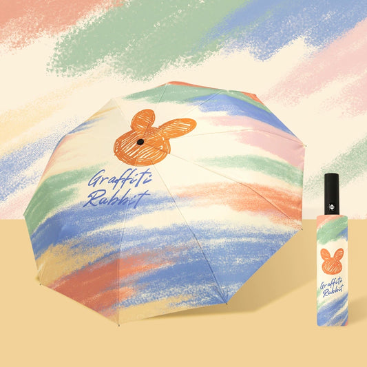 Rabbit graffiti all season fully automatic one click umbrella.