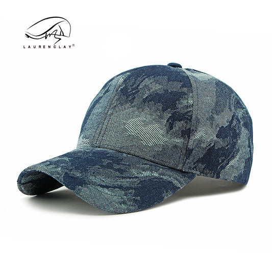 All Season washed denim baseball hard top ethnic jacquard cap