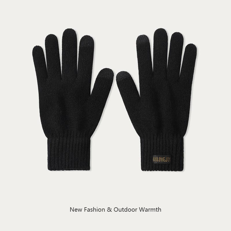 Autumn and Winter velvet cold proof versatile outdoor cycling knitted gloves