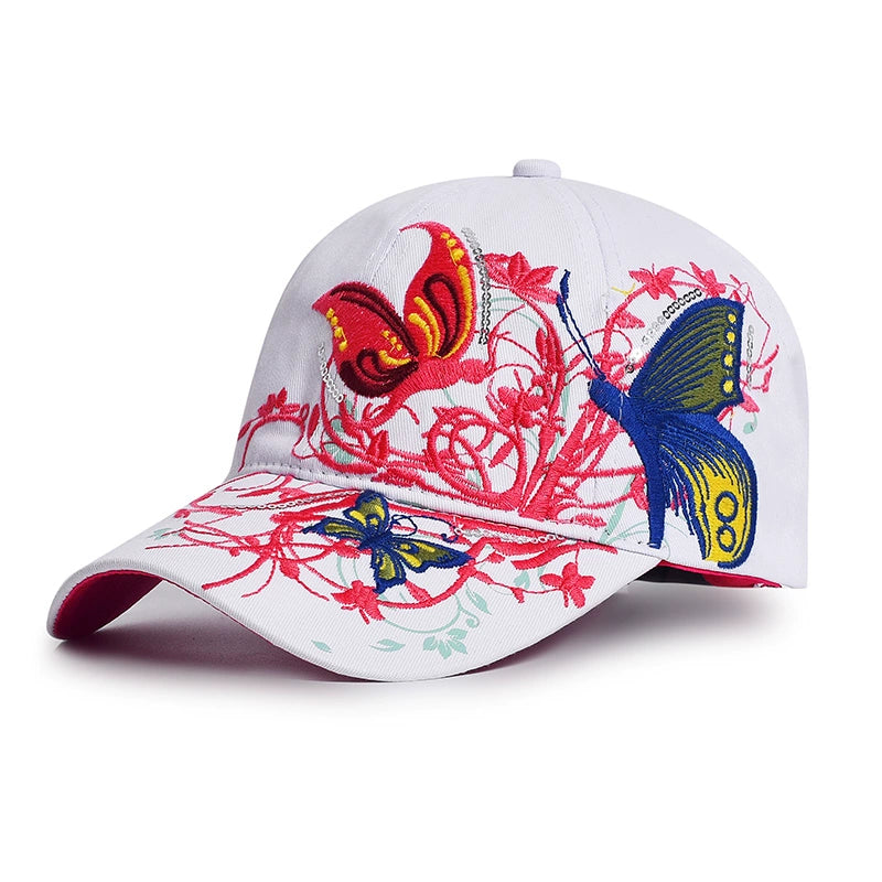 Women's Summer Style Butterfly Embroidered Cap