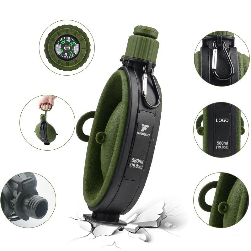 Portable with compass silicone water bottle