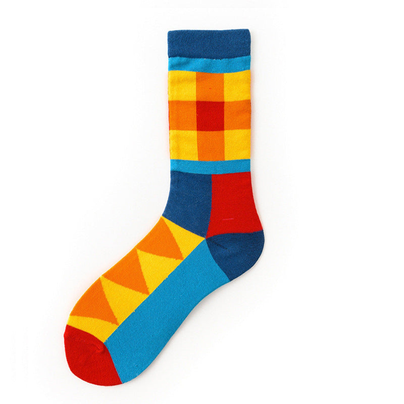 Geometric Printed cotton fancy four season socks