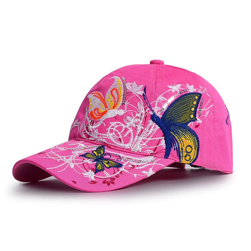 Women's Summer Style Butterfly Embroidered Cap