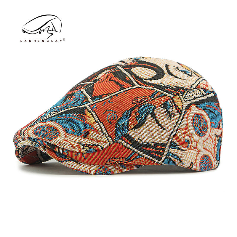 All Season New Butterfly Embroidery Ethnic Style Beret Cap