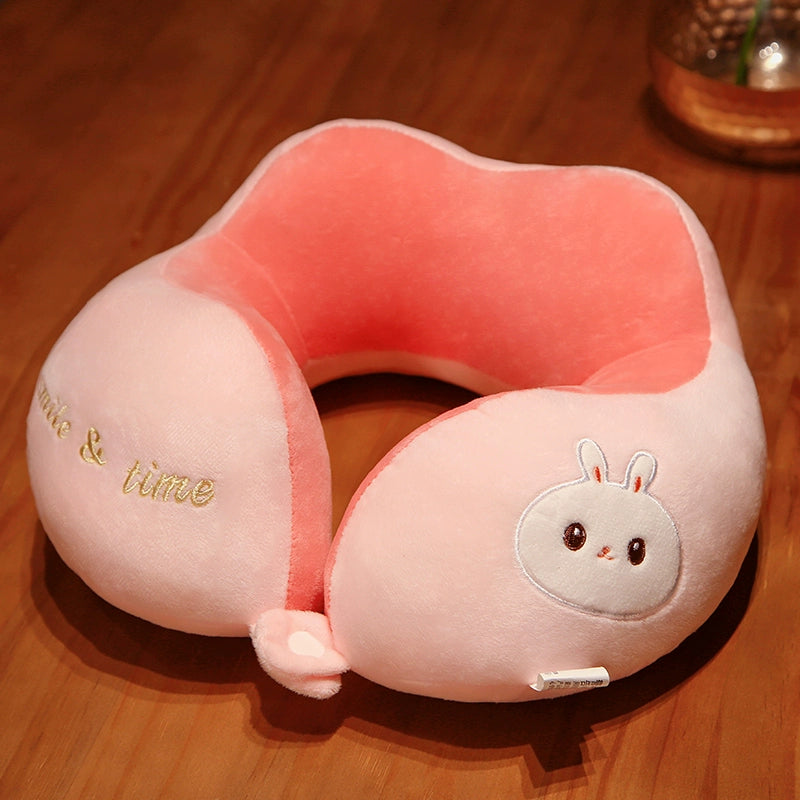 Cute Style Cotton Plush Elastic Portable Neck Pillow For Travel