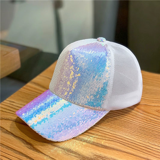 Women's glitter head mesh breathable summer cap