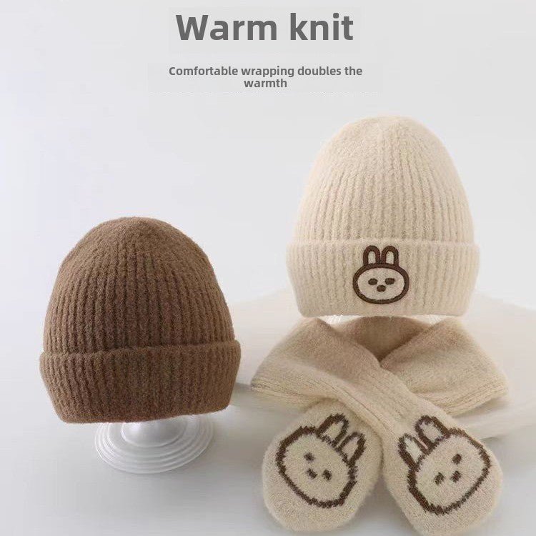 2 in 1 Knitted Winter Baby Cap and Muffler Set