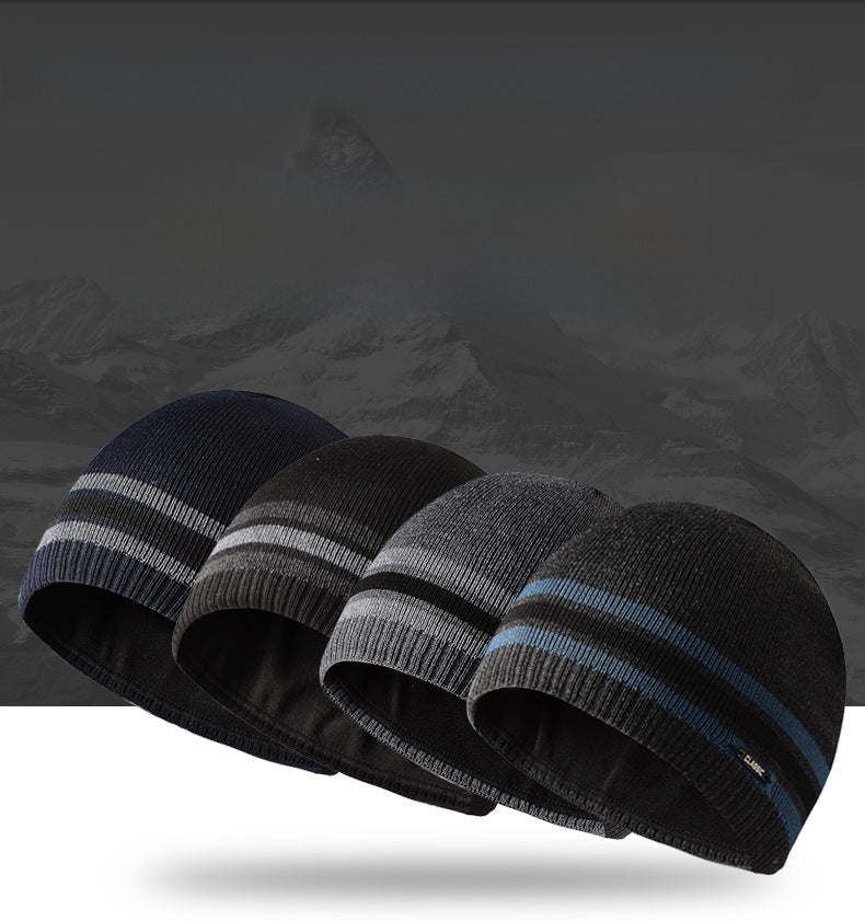 Men's Fleece Knit with Straight Rim Beanie Hat