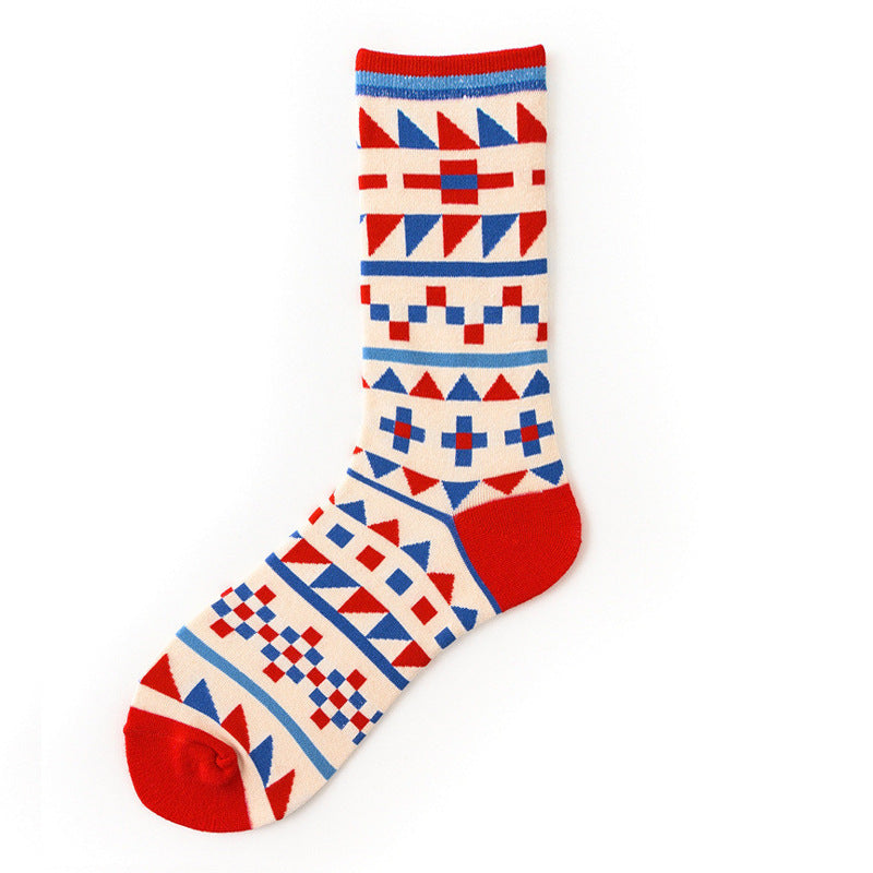 Geometric Printed cotton fancy four season socks