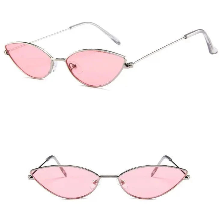 Cat-eye shape light sunglasses, metal small-frame colorful sunglasses