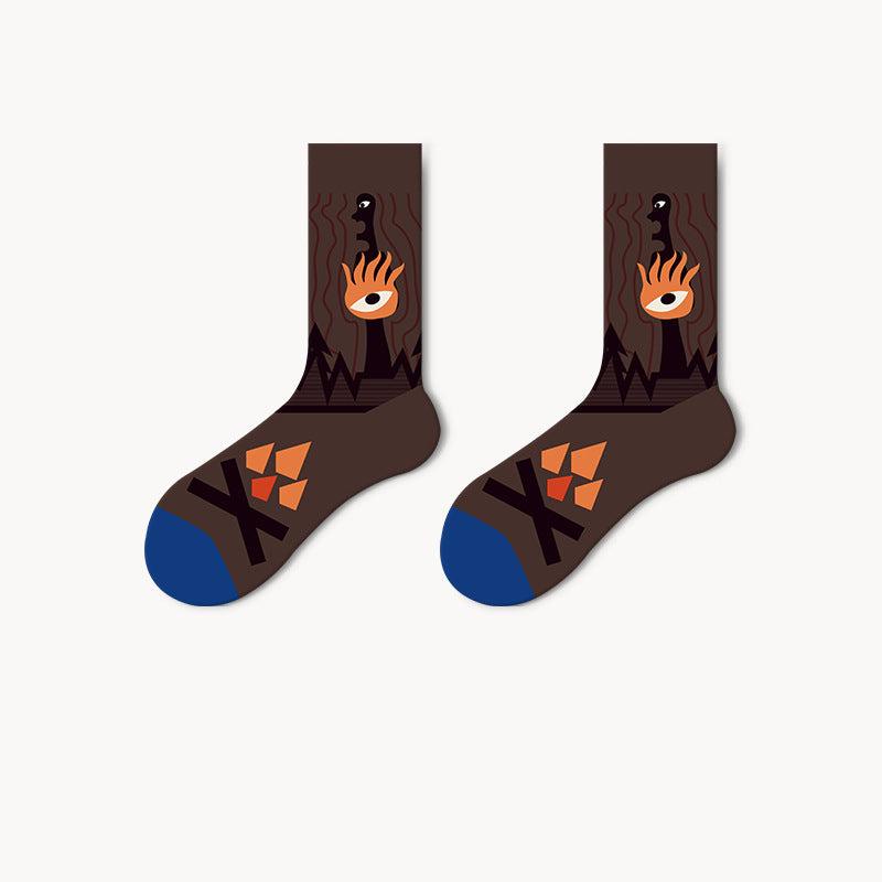 Cartoon design oil painting socks for men & women