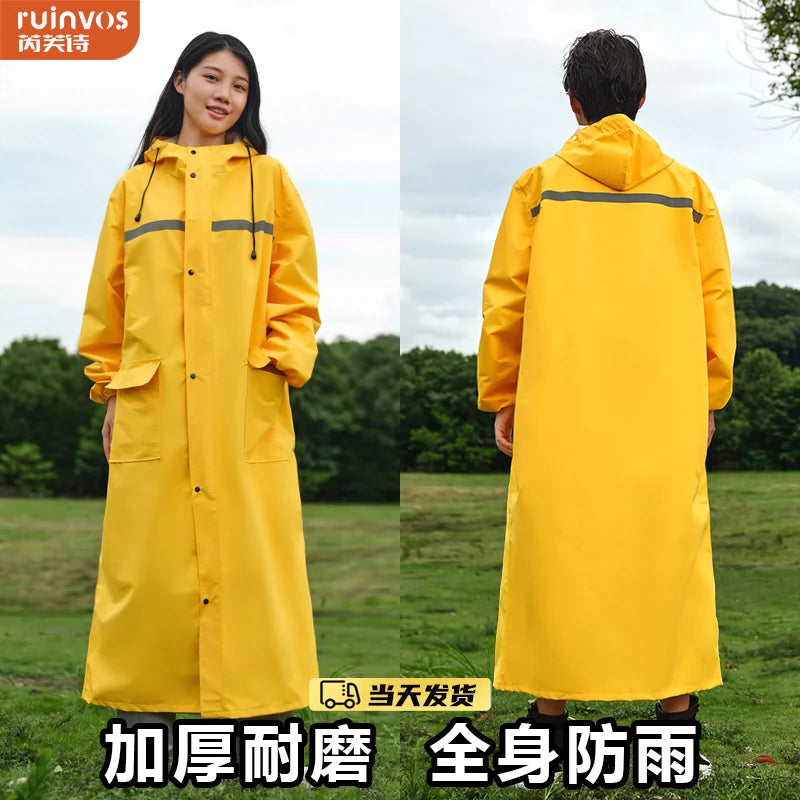 New long raincoat, Full body rainstorm one-piece windbreaker poncho