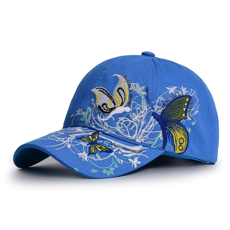 Women's Summer Style Butterfly Embroidered Cap