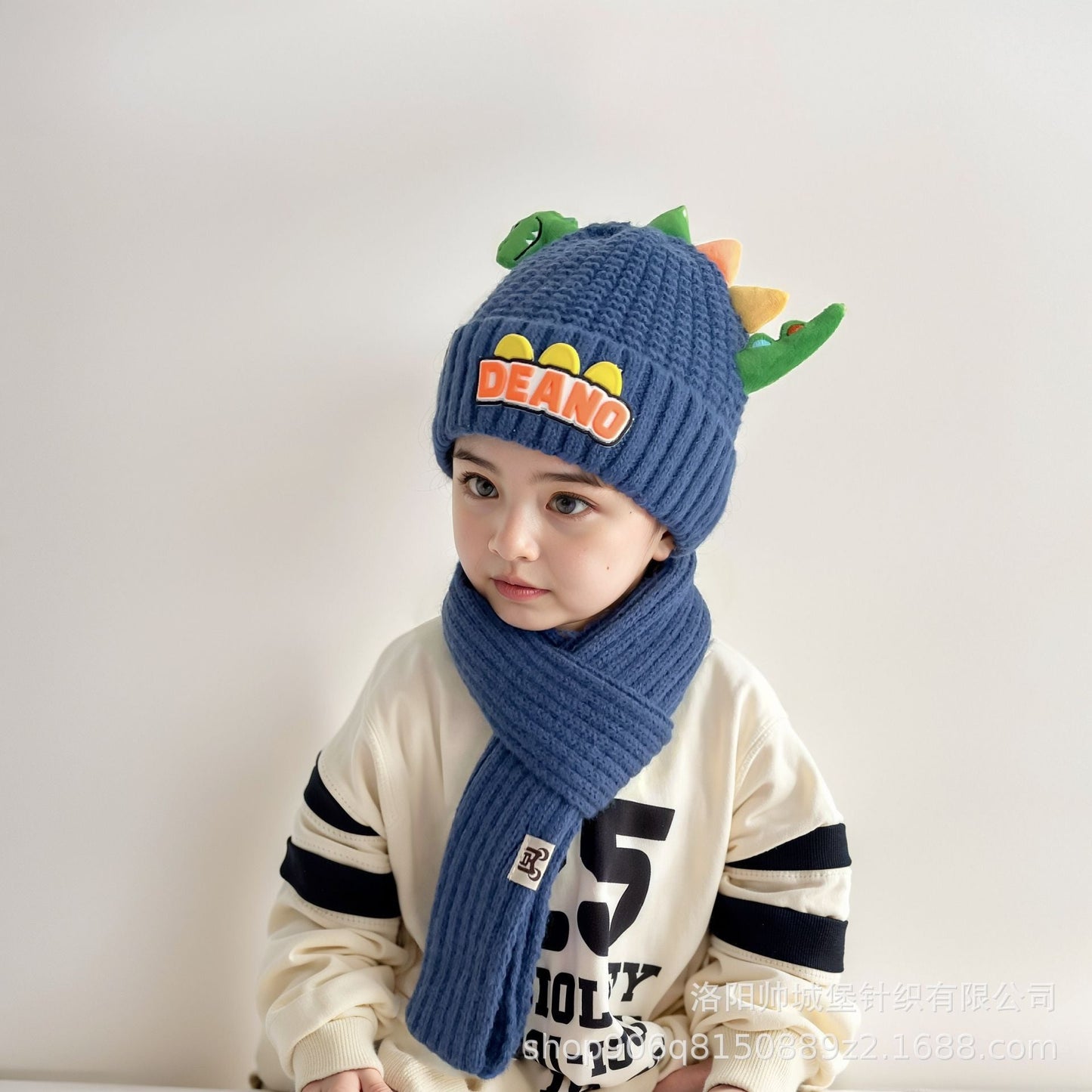 Winter Super Cute Dinosaur knitted Beanie Hat and Muffler Set