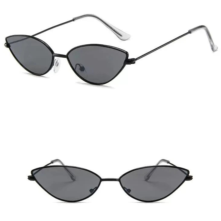 Cat-eye shape light sunglasses, metal small-frame colorful sunglasses