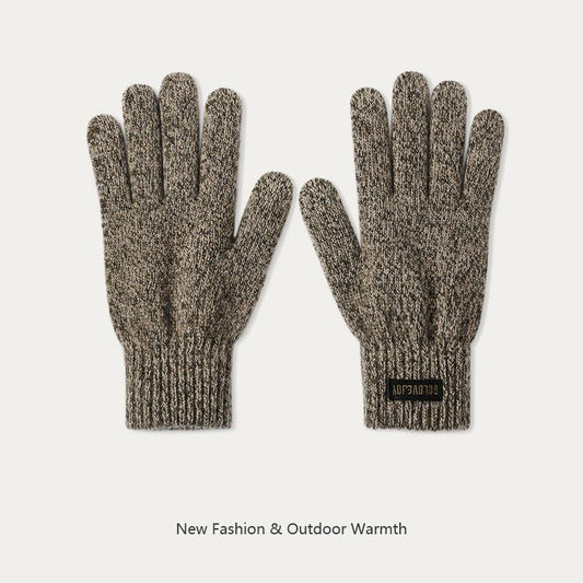 Autumn and Winter velvet cold proof versatile outdoor cycling knitted gloves