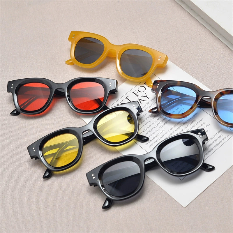 Small Square frame sunglass shades for men and women , streetwear colorful shades