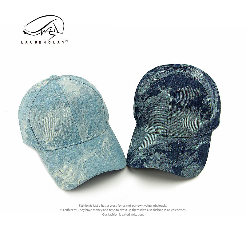 All Season washed denim baseball hard top ethnic jacquard cap