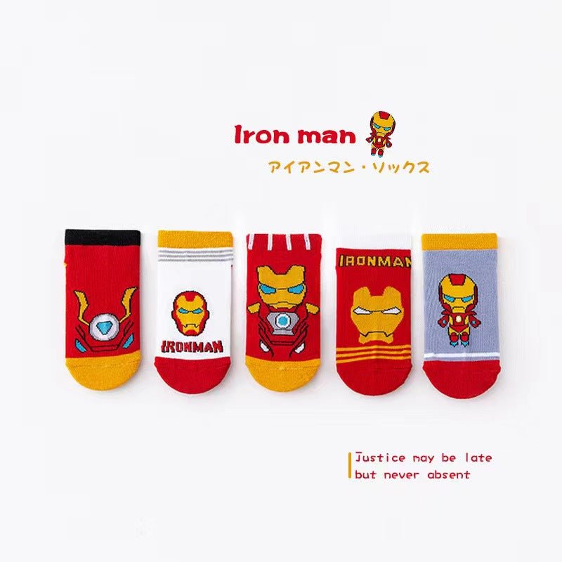 Super Hero Printed 5 Pieces Set Soft and Comfortable Cotton Socks  for Kids