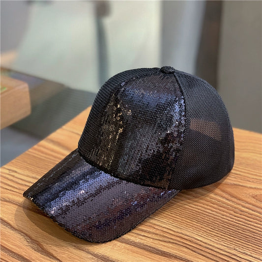 Women's glitter head mesh breathable summer cap