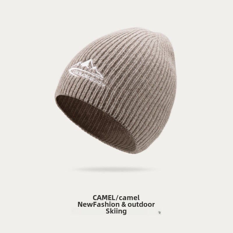 Winter Classic Knitted Men's Outdoor Cotton Thickened Warm Solid Woolen Cap