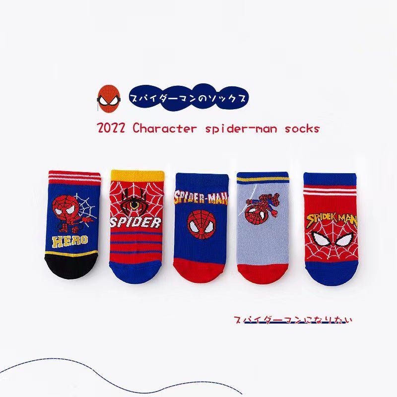 Super Hero Printed 5 Pieces Set Soft and Comfortable Cotton Socks  for Kids