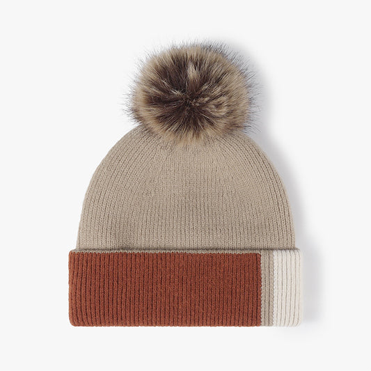 Color-blocked knitted outdoor warm thickened and versatile beanie