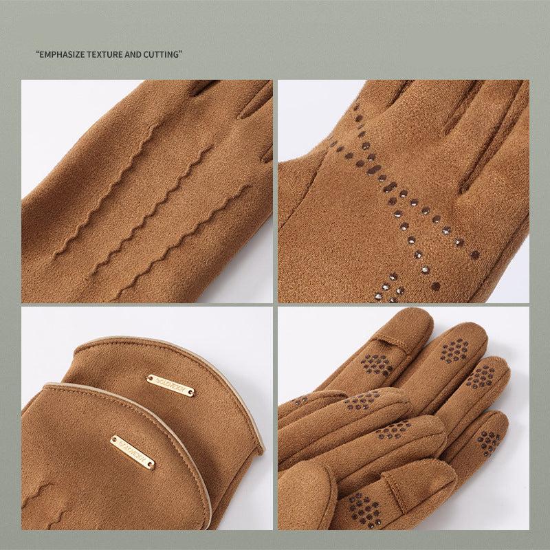 Autumn and Winter Outdoor Anti Slip Thickened Suede Made Winter Gloves