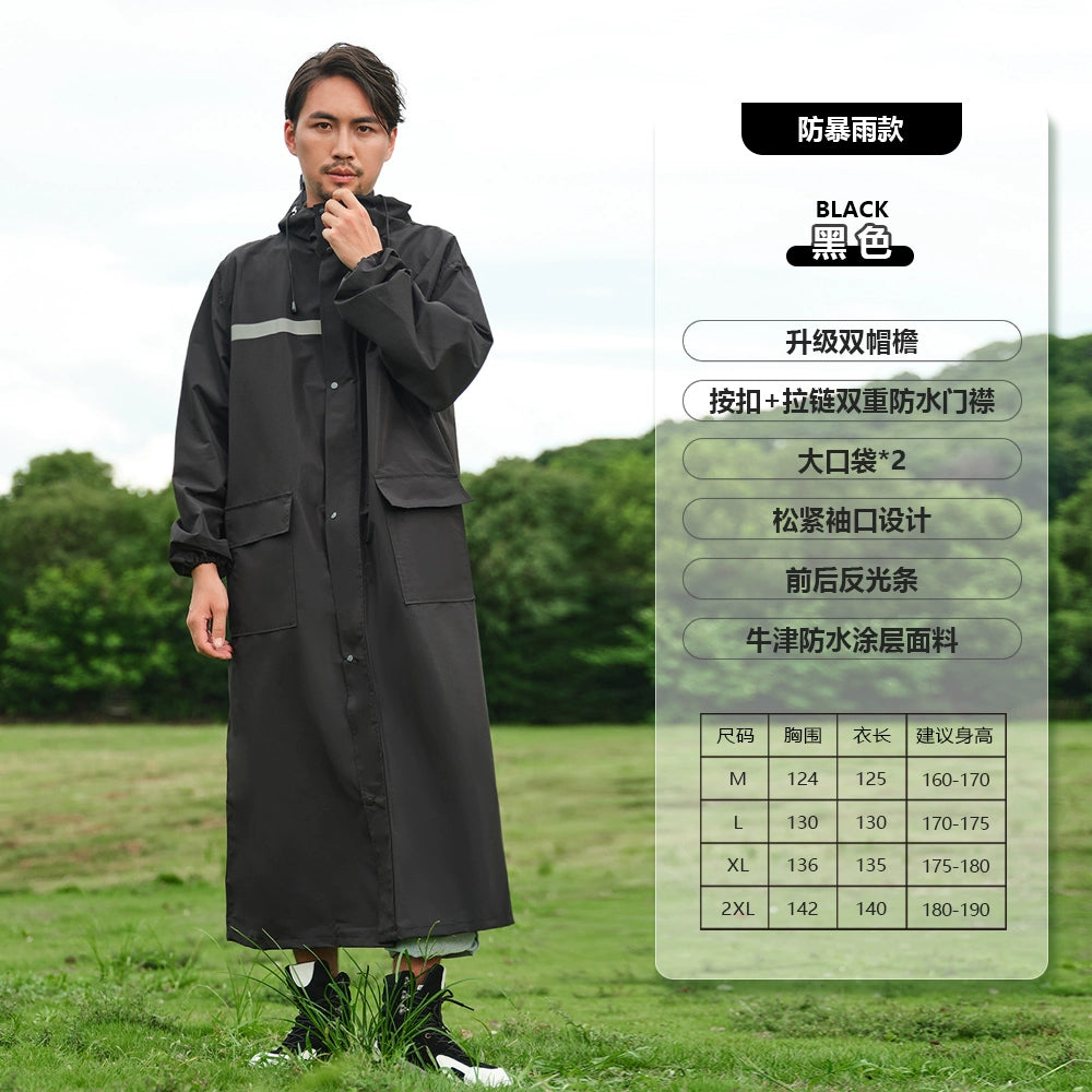 New long raincoat, Full body rainstorm one-piece windbreaker poncho