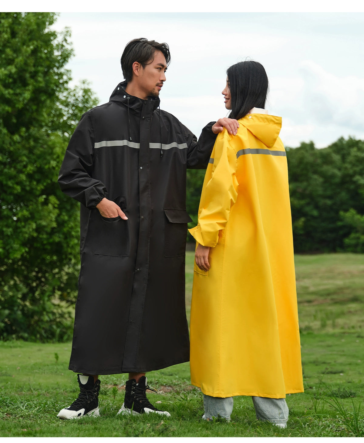 New long raincoat, Full body rainstorm one-piece windbreaker poncho