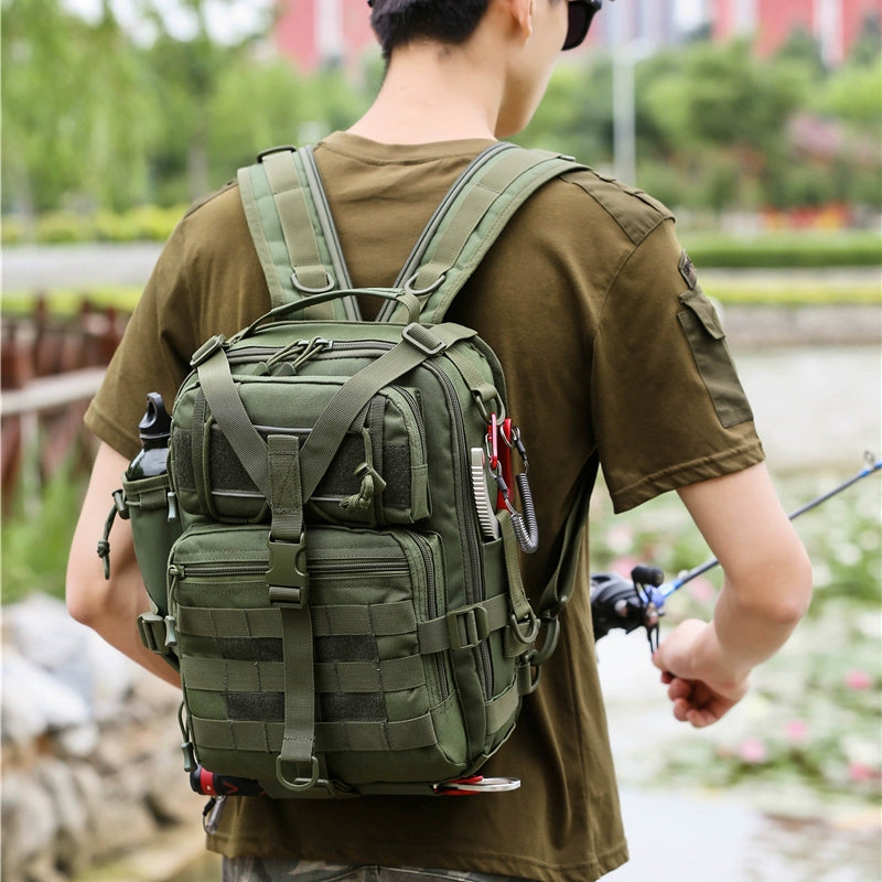 Multifunctional men's crossbody and shoulder backpack bag for travel and hiking