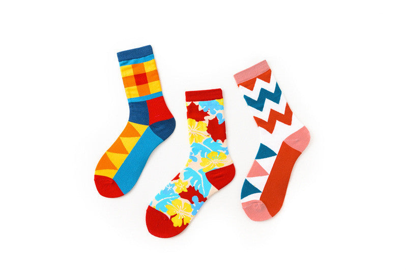 Geometric Printed cotton fancy four season socks