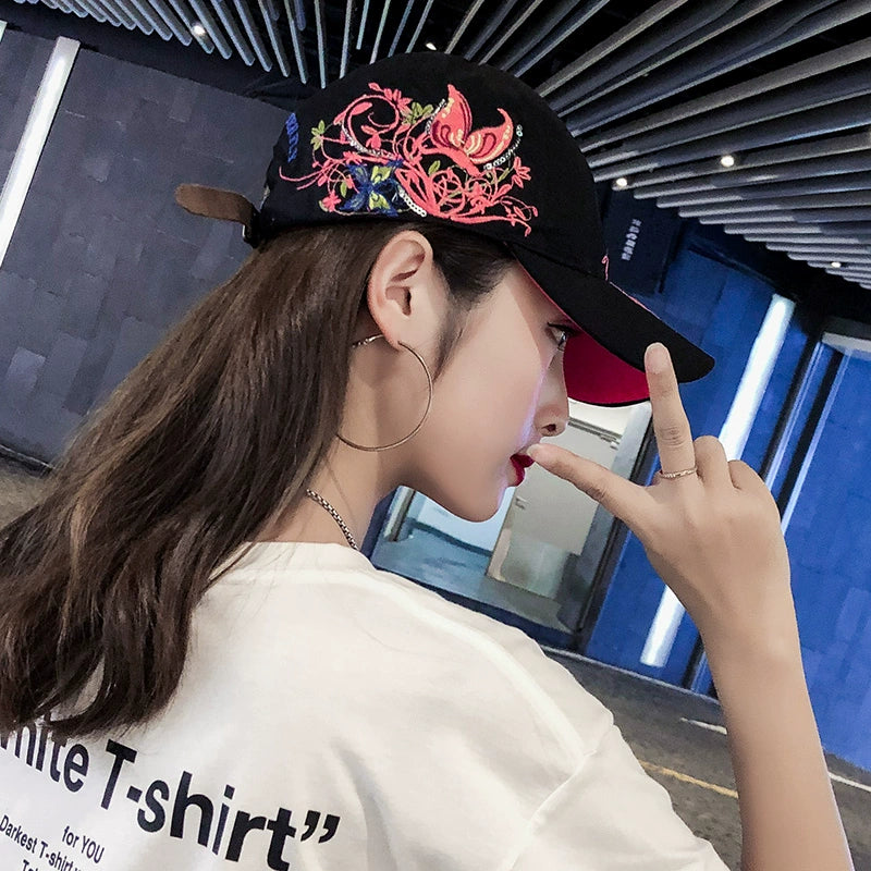 Women's Summer Style Butterfly Embroidered Cap