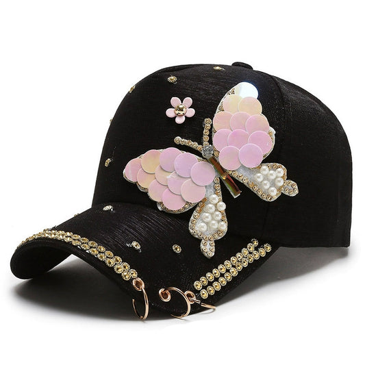 Women's summer sequins style sun protection cap