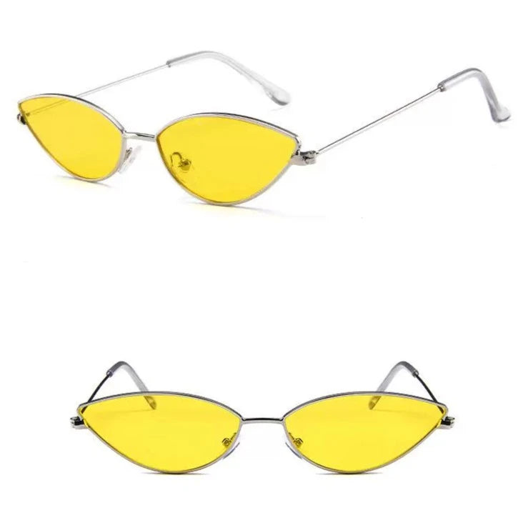 Cat-eye shape light sunglasses, metal small-frame colorful sunglasses